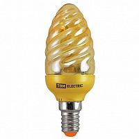 Лампа энергосберегающая КЛЛ-СGT-11 Вт-2700 К–Е14 (золотая витая свеча) (mini) |  код. SQ0323-0142 |  TDM